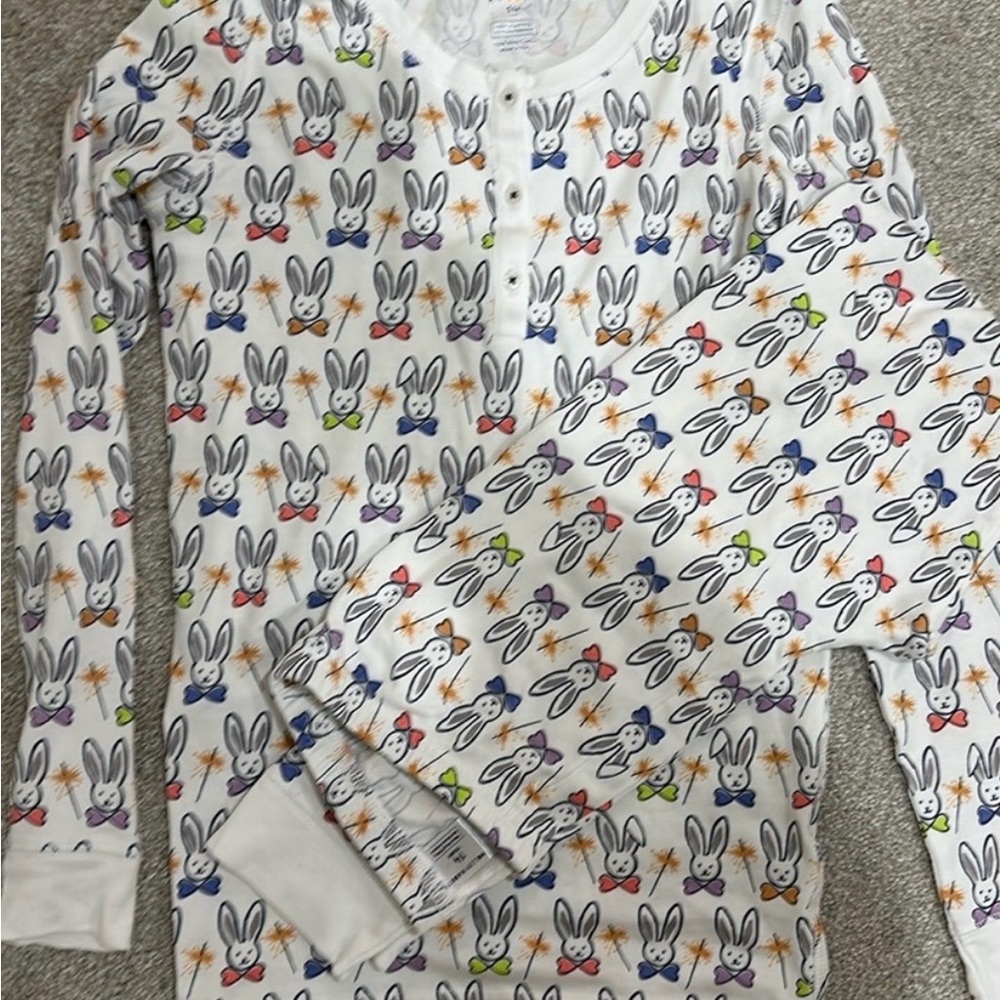 Roller rabbit Kids Bunny-Print Pajama Set with Multicolor Accents size 14